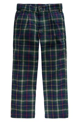 Mini Boden Kids' Plaid Pleated Smart Trousers in Blue /Green Check