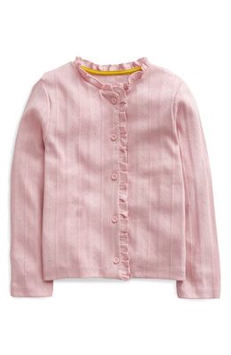 Mini Boden Kids' Pointelle Cotton Cardigan in French Pink