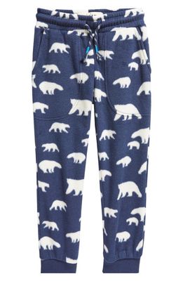 Mini Boden Kids' Polar Bear Print Fleece Joggers in Navy Polar Bear