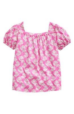 Mini Boden Kids' Print Cap Sleeve Top in Pink Floral