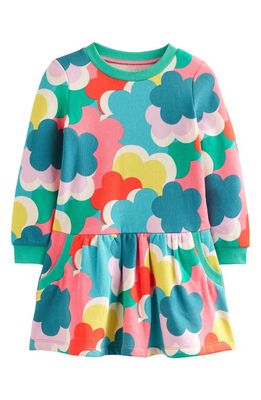 Mini Boden Kids' Rainbow Cloud Print Long Sleeve Fleece Sweatshirt Dress in Multi Rainbow Clouds