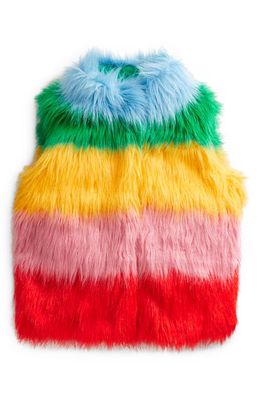 Mini Boden Kids' Rainbow Faux Fur Vest in Multi Rainbow