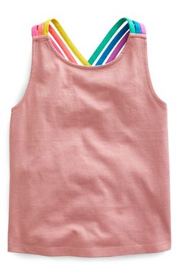 Mini Boden Kids' Rainbow Strap Cotton Tank in Almond Pink