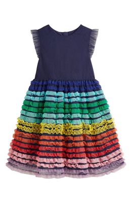 Mini Boden Kids' Rainbow Tulle Tank Dress in Starboard Rainbow Ruffle