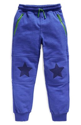 Mini Boden Kids' Reinforced Knee Slub Cotton Joggers in Sapphire Blue Star