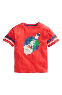 Mini Boden Kids' Rocket Cotton Graphic T-Shirt in Jam Red Rocket