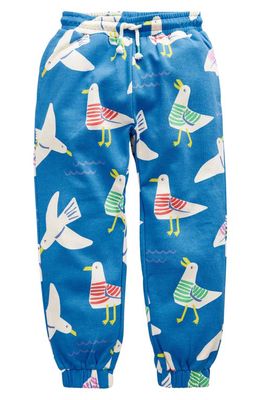 Mini Boden Kids' Seagull Print Cotton Fleece Joggers in Directoire Blue Seagulls