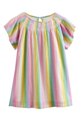 Mini Boden Kids' Smocked Cotton Top in Rainbow Gradient Stripe