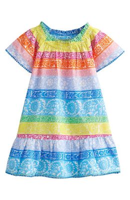 Mini Boden Kids' Smocked Stripe Cotton Cover-Up Dress in Ivory Multi Stripe