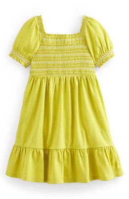 Mini Boden Kids' Smocked Tiered Cotton Dress in Gooseberry Yellow
