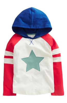 Mini Boden Kids' Star Colorblock Cotton Graphic Hoodie in Ivory/Peppadew Star