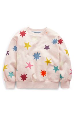 Mini Boden Kids' Star Print Cotton Sweatshirt in Oatmeal Multi Stars