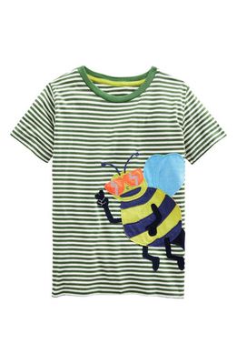 Mini Boden Kids' Stripe Appliqué Bee Cotton Graphic Tee in Safari/Ivory Bee