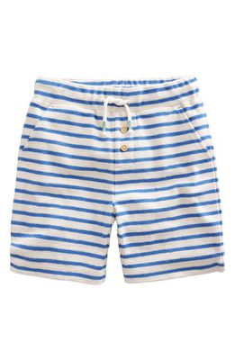Mini Boden Kids' Stripe Cotton Knit Shorts in Delft Blue/White