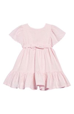 Mini Boden Kids' Stripe Cotton Seersucker Fit & Flare Dress in Lilac Pink/Ivory