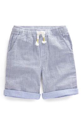 Mini Boden Kids' Stripe Cuffed Cotton Shorts in College Navy Ticking