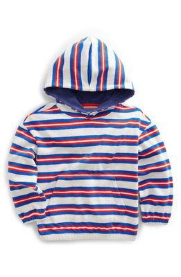 Mini Boden Kids' Stripe French Terry Hoodie in Cabana Blue Multi Stripe