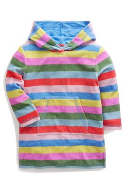 Mini Boden Kids' Stripe Hooded Long Sleeve Cotton Blend Cover-Up Dress in Multi Stripe