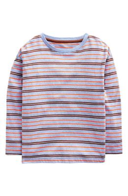 Mini Boden Kids' Stripe Long Sleeve T-Shirt in Blue/Neon Orange