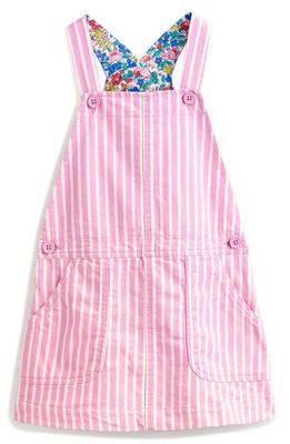 Mini Boden Kids' Stripe Overall Dress in Cosmic Pink /Ivory Stripe
