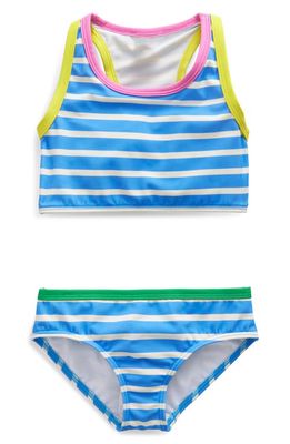Mini Boden Kids' Stripe Two-Piece Swimsuit in Surf Blue