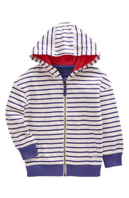 Mini Boden Kids' Stripe Zip Hoodie in Starboard/Ivory