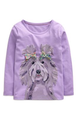 Mini Boden Kids' Superstitch Sheepdog Graphic Cotton T-Shirt in Purple Dog