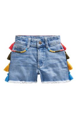 Mini Boden Kids' Tassel Jean Shorts in Light Vintage Wash