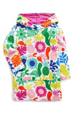 Mini Boden Kids' Terry Cloth Hooded Cover-Up Dress in Multi Holiday Foral