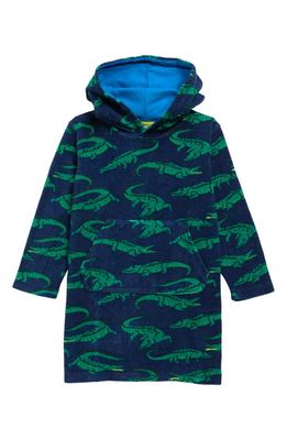 Mini Boden Kids' Terry Cloth Hooded Cover-Up in College Navy Crocodiles