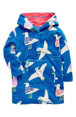 Mini Boden Kids' Terry Cloth Hooded Cover-Up in Directoire Blue Seagulls