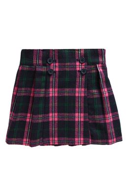 Mini Boden Kids' The Kilt Plaid Button Front Skirt in Navy /Pink Check