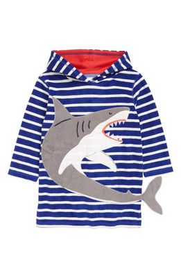 Mini Boden Kids' Towelling Pullover Hoodie in Bluing Blue Shark