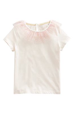 Mini Boden Kids' Tulle Accent Cotton T-Shirt in Vanilla Pod