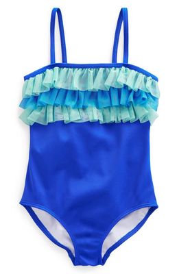 Mini Boden Kids' Tulle Ruffle One-Piece Swimsuit in Cobalt