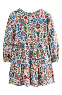 Mini Boden Kids' Twirly Floral Long Sleeve Cotton Dress in Multi Folk Floral