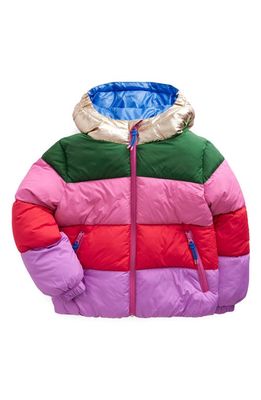 Mini Boden Kids' Ultimate Colorblock Hooded Puffer Coat in Rainbow Multi