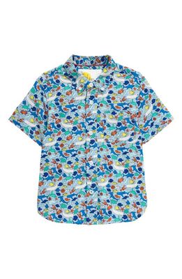 Mini Boden Kids' Vacation Short Sleeve Button-Down Shirt in Multi Micro Reef