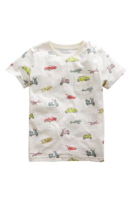 Mini Boden Kids' Vehicles Cotton Pocket T-Shirt in Ivory Multi Vehicle