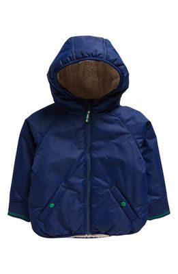 Mini Boden Kids' Water Resistant Fleece Lined Hooded Jacket in College Navy