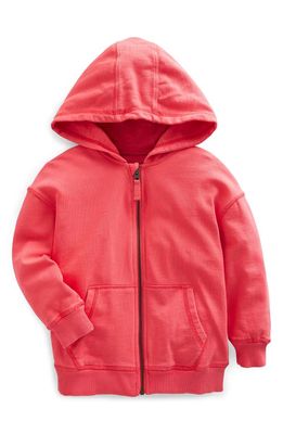 Mini Boden Kids' Zip-Up Cotton Hoodie in Washed Jam Red