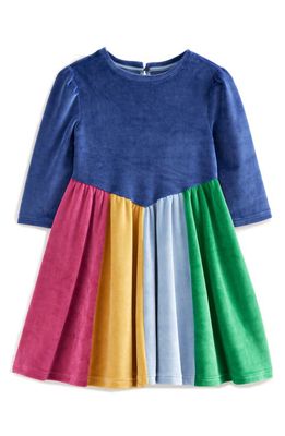 Mini Boden Long Sleeve Rainbow Velour Dress in Multi Rainbow