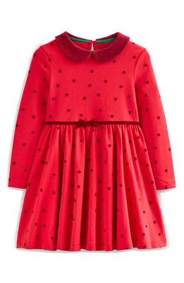 Mini Boden Peter Pan Collar Polka Dot Dress in Rockabilly Red Confetti Spot