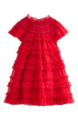 Mini Boden Sequin Tiered Tulle Party Dress in Royal Red