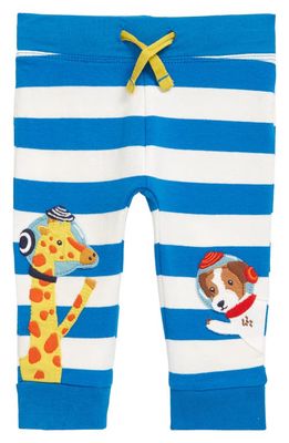 Mini Boden Space Animal Appliqué Jersey Joggers in Blue/Ivory Space Animals