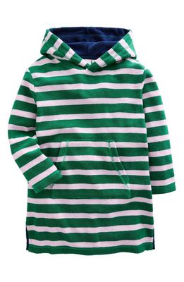 Mini Boden Stripe Hooded Terry Cover-Up in Green/French Pink