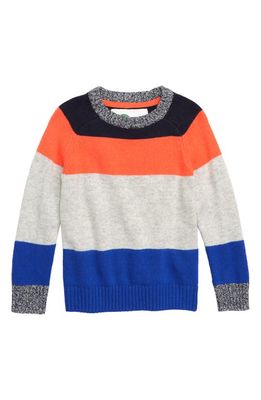Mini Boden Stripe Sweater in Navy Orange