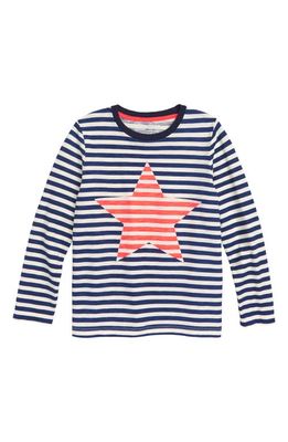 Mini Boden Stripy Icon Stripe T-Shirt in School Navy/Ecru