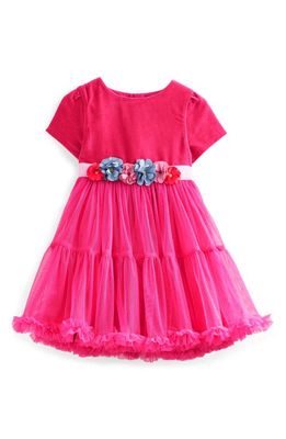 Mini Boden Twirly Tulle Flower Appliqué Party Dress in Vibrant Pink