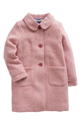 Mini Boden Wonderful Wool Coat in Pnk Hollyhock Pink Herringbone